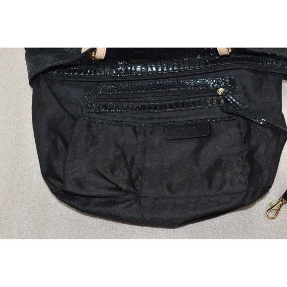 Michael Kors Womens Phyton Black Glossy Leather Patent Snakeskin Shoulder Bag - Picture 10 of 16